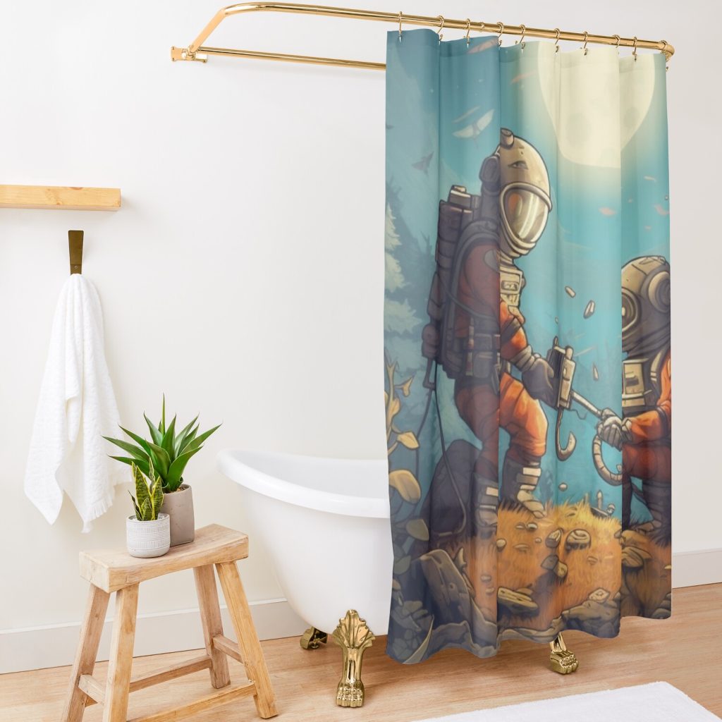 Outer Wilds Game Shower Curtain Official Outer Wilds Merch