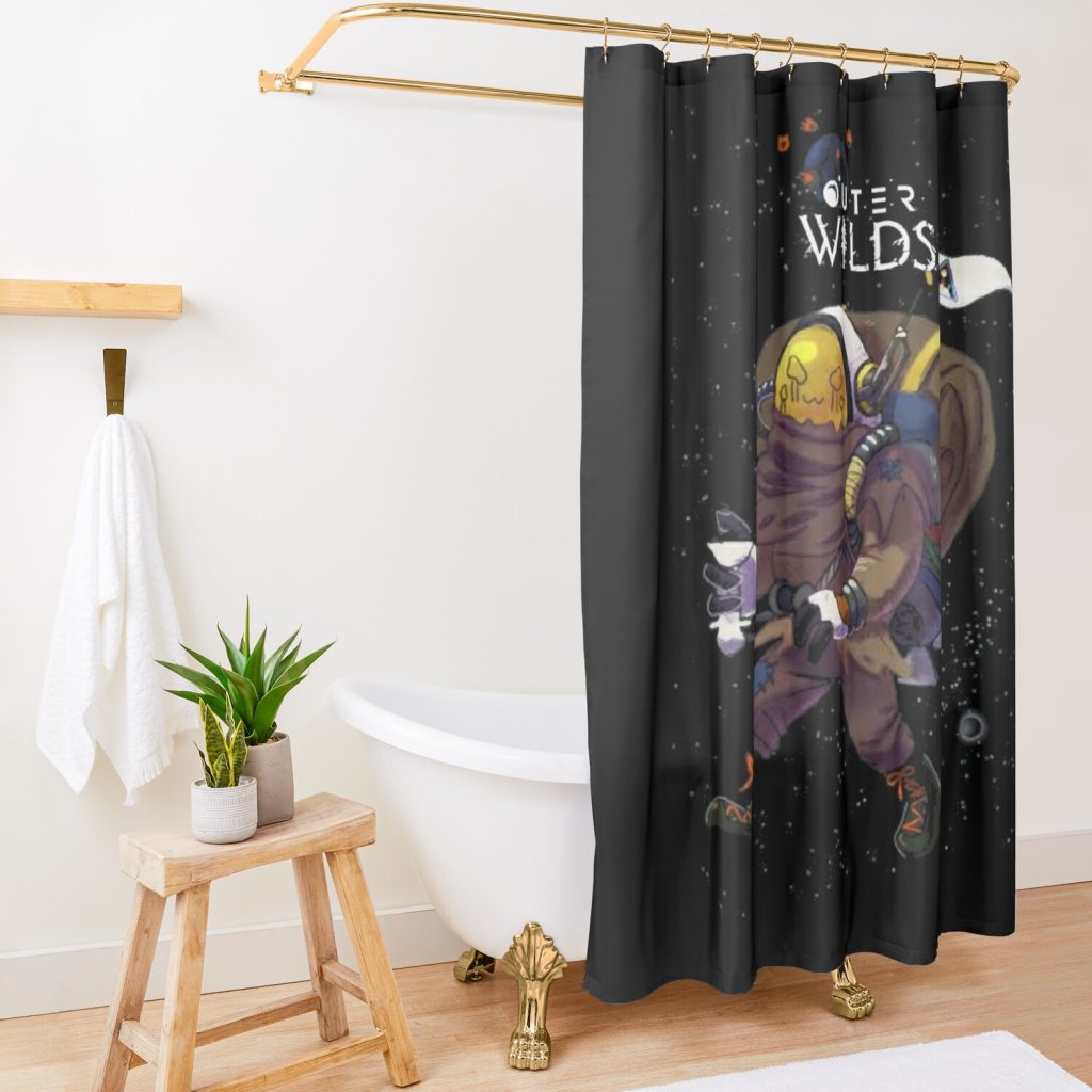 Outer Wilds Essential Shower Curtain Official Outer Wilds Merch